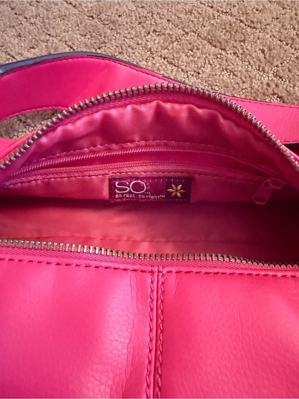 Sonoma hot pink faux leather silver studded shoulder bag - Picture 8 of 8